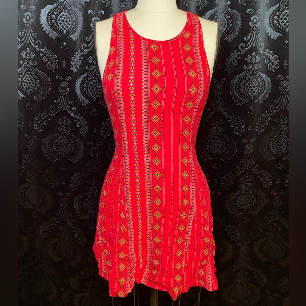 Kendall & Kylie Red and Gold Embellished Bodycon Mini Dress